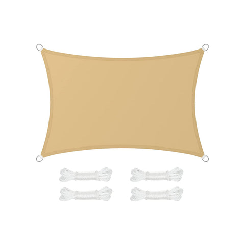 Rootz Sandy Yellow Shade Sail - Sun Shade - UV Protection - Outdoor Canopy - 160 g/m2 Polyester Fabric - Stainless Steel Ring - 2m x 3m - Lightweight 1kg - Includes 4 Fastening Ropes