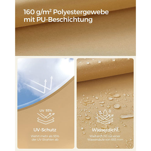 Rootz Sandy Yellow Shade Sail - Sun Shade - UV Protection - Outdoor Canopy - 160 g/m2 Polyester Fabric - Stainless Steel Ring - 2m x 3m - Lightweight 1kg - Includes 4 Fastening Ropes