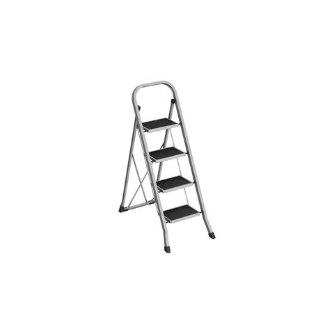 Rootz 4 Step Ladder - Folding Step Stool - Steel Stepladder - Load Capacity 150kg - 89cm x 45cm x 127cm