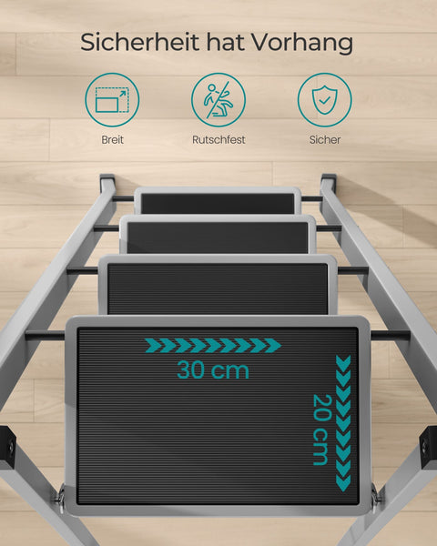 Rootz Steel Folding Ladder - Step Stool - Heavy-duty - 89cm x 45cm x 127cm - Lightweight - Dove Gray - 7.6kg - Max Load 150kg