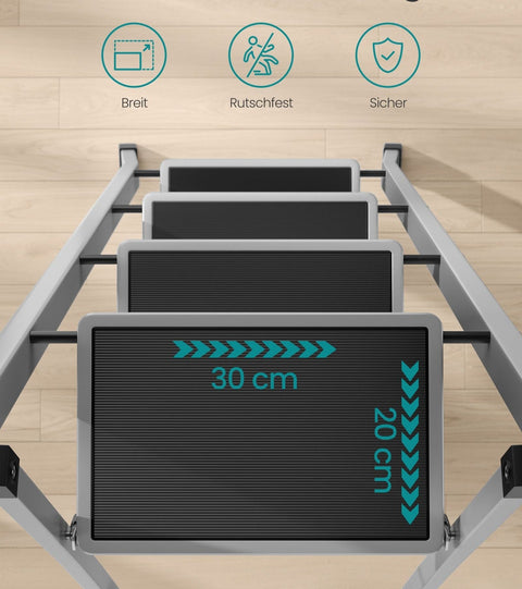 Rootz 4 Step Ladder - Folding Step Stool - Steel Stepladder - Load Capacity 150kg - 89cm x 45cm x 127cm