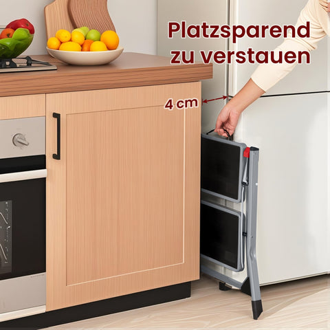 Rootz 2 Level Folding Step Ladder - Trade Conductor - High Stability - Non-Slip Steps - 50cm x 3.5cm x 55.5cm