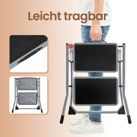 Rootz 2 Level Folding Step Ladder - Trade Conductor - High Stability - Non-Slip Steps - 50cm x 3.5cm x 55.5cm