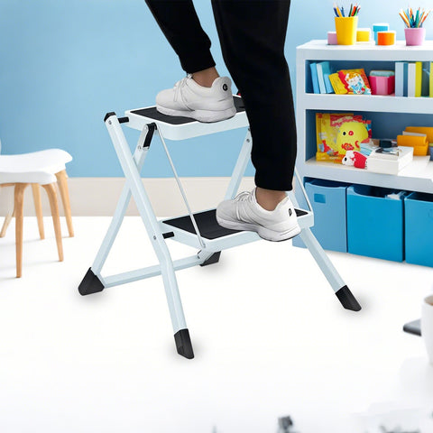 Rootz 2 Level Folding Step Ladder - Step Stool - Portable Ladder - High Stability & Security - 50 x 59.5 x 44 cm - Supports 150 kg