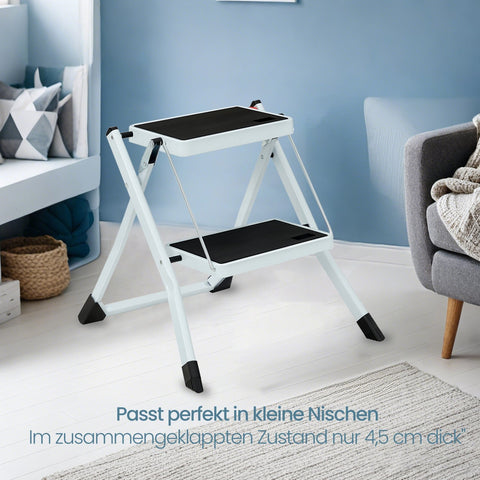 Rootz 2 Level Folding Step Ladder - Step Stool - Portable Ladder - High Stability & Security - 50 x 59.5 x 44 cm - Supports 150 kg