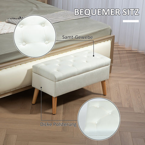 Rootz Upholstered Bench with Storage - Velvet-Like Cover - Bedroom Bench - Comfortable Seating - 80 x 35 x 40 cm