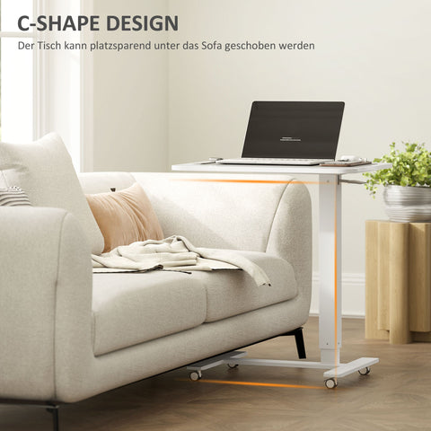 Rootz Steh Desht Height Adjustable Desk - Mobile Laptop Table - Ergonomic Workspace - Sit/Stand Option - White - 65cm x 48cm x 70-110cm