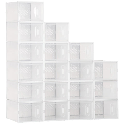 Rootz Modular Shoe Storage Boxes - Shoe Cabinets - Transparent Organizers - Durable Plastic - 25L x 35W x 19H cm