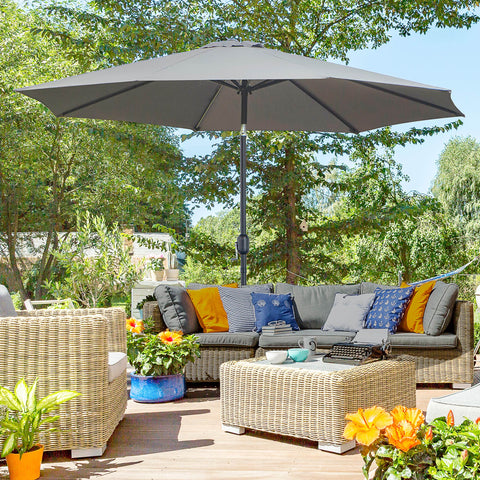 Rootz Garden Parasol - Balcony Screen - Sun Shade - UV Protection - Robust Design - 295cm Ø x 250cm H