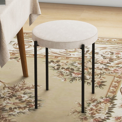 Rootz Stackable Velvet Dining Chairs Set of 4 - Kitchen Stools - Elegant Cream - Soft Padding - Space Saving Design - 41.5cm x 41.5cm x 46cm