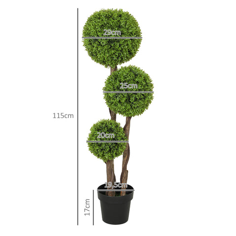 Rootz Artificial Boxwood Plant - Faux Greenery - Realistic Decor - Always Fresh - 115cm H x 19.5cm Ø Pot