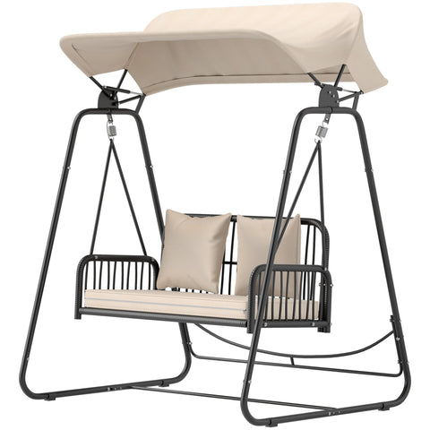 Rootz Rattan Hollywood Swing - 2-Seater Garden Swing - Outdoor Swing - UV Resistant - 149 x 121 x 180 cm