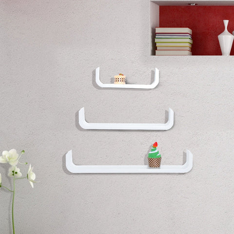Rootz 3 Piece Set Wall Shelf Cube - Floating Shelves - Decorative Shelves - Versatile Installation - Trendy Design - Durable Material - 60W x 15D x 10H cm, 45W x 15D x 10H cm, 30W x 15D x 10H cm - MDF Board - White