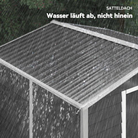 Rootz Metal Tool Shed - Weatherproof Storage, Outdoor Locker - Rustproof, Lockable, Secure - 240 x 206 x 198 cm - Grey, White