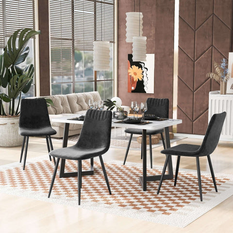 Rootz Elegant Dining Chairs Set - Velvet Look - Modern Seating - Ergonomic Comfort - 43L x 40W x 86H cm
