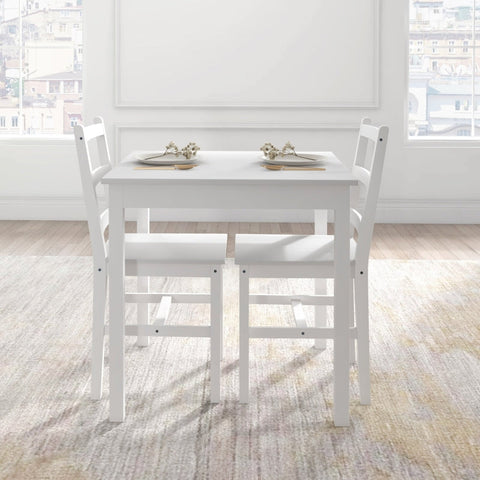 Rootz 3-Piece Dining Set - Kitchen Table Set - Small Dining Room Furniture - Space-Saving - Durable Pine Wood - 75cm x 75cm x 73cm Table - 41cm x 46cm x 86cm Chairs