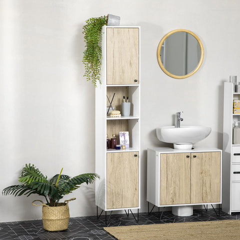 Rootz Bathroom Tall Cabinet - Storage Cabinet - Organizer - Anti-Tilt System - 30 x 31.5 x 169 cm