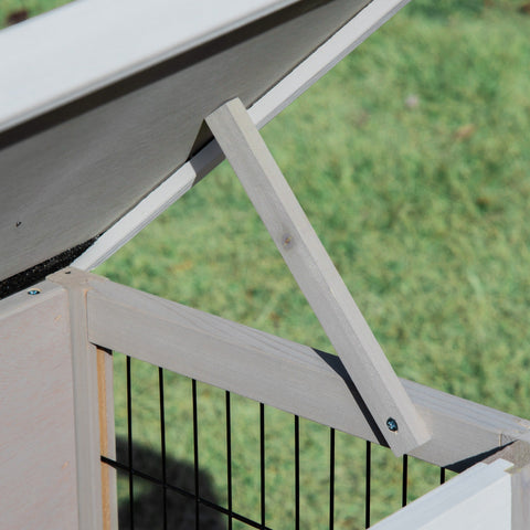 Rootz Wooden Rabbit Hutch - Bunny Cage - Pet Enclosure - Easy Cleaning - 91cm x 46cm x 71cm - Asphalt Roof, Removable Drawer