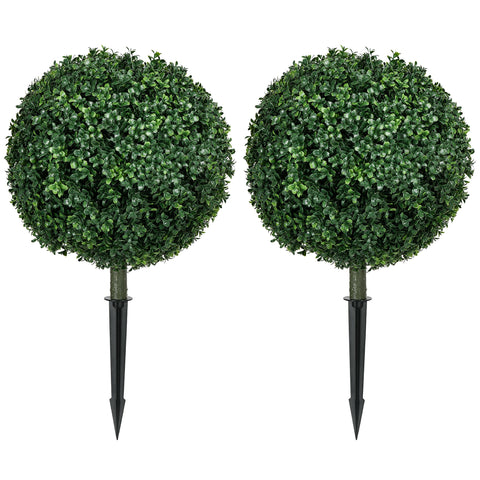 Rootz Set of 2 Artificial Boxwood - Realistic - Weatherproof - Easy Care - 40cm x 70cm
