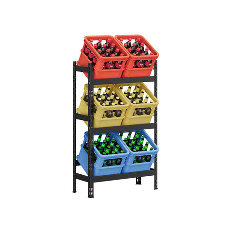 Rootz Black Drinking Shelf - Metal Storage Rack - Powder Coated Steel - Durable Organization Solution - 32cm x 70cm x 125.4cm