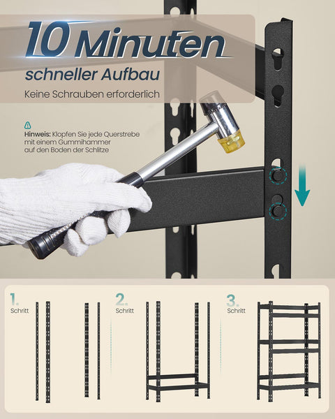 Rootz Black Drinking Shelf - Metal Storage Rack - Powder Coated Steel - Durable Organization Solution - 32cm x 70cm x 125.4cm