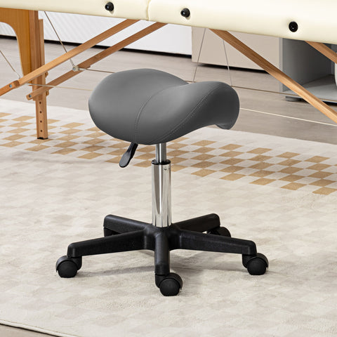 Rootz Grey Roll Stool - Saddle Seat - Height Adjustable Chair - Ergonomic Seating - 48 x 47 x 45-59 cm