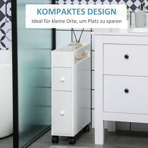 Rootz Kleankin Badkamerkast - Slank opbergmeubel - Rollende organizer - Gemakkelijke mobiliteit - Ruimtebesparend ontwerp - Waterbestendig - 16L x 49,5W x 66H cm