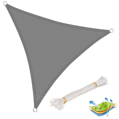 Rootz Sun Sail Shade Canopy - UV Protection - Wind Protection - Breathable HDPE - 3.6x3.6x3.6m - Grey - Elegant Design - Outdoor Privacy Screen