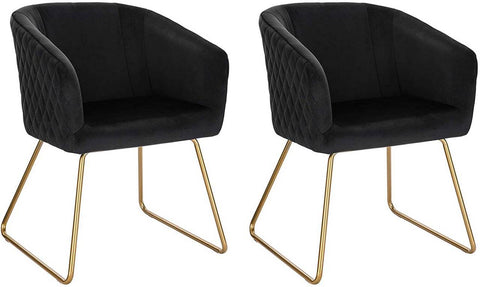 Rootz Velvet Dining Chairs - Golden Metal Legs - Elegant Seating - Comfortable, Durable, Easy Assembly - 43cm x 41cm x 76.5cm
