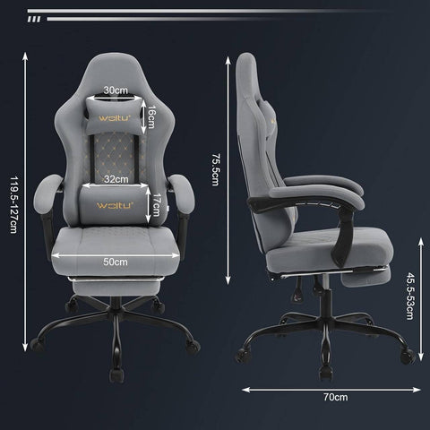 Rootz Massage Gaming Chair - Lumbar Support - Breathable Mesh - Ergonomic Design - 64cm x 127cm x 54cm