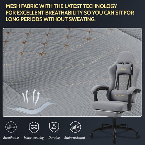Rootz Massage Gaming Chair - Lumbar Support - Breathable Mesh - Ergonomic Design - 64cm x 127cm x 54cm