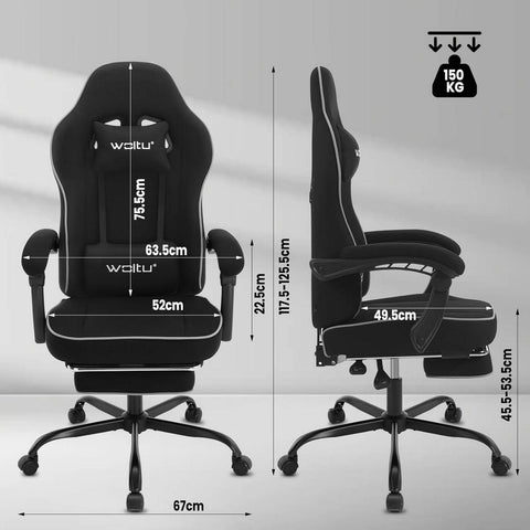 Rootz Gaming Chair - Office Chair - High Back Racing Chair - Mesh Cover - SGS Tested - 63.5cm x (117.5-125.5) x 60cm