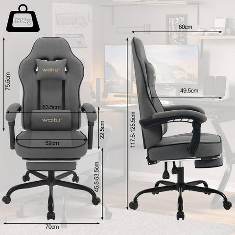 Rootz Ergonomic High Back Gaming Chair - Computer Chair - Office Desk Chair - Pocket Spring Seat - 63.5cm x 117.5cm x 60cm