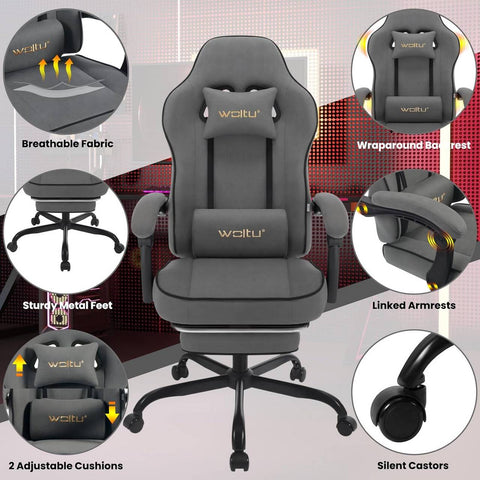 Rootz Ergonomic High Back Gaming Chair - Computer Chair - Office Desk Chair - Pocket Spring Seat - 63.5cm x 117.5cm x 60cm