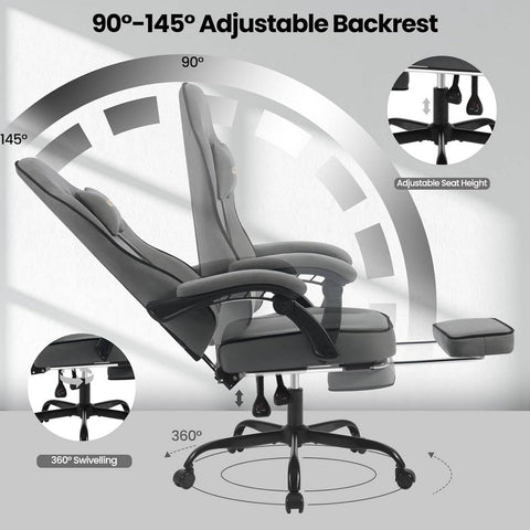 Rootz Ergonomic High Back Gaming Chair - Computer Chair - Office Desk Chair - Pocket Spring Seat - 63.5cm x 117.5cm x 60cm