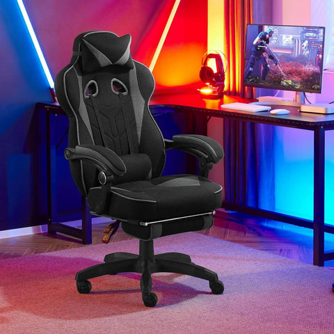 Rootz Gaming Chair - Office Chair - Ergonomic Chair - Breathable Elastic Fabric - Grey - Supports 150kg - Seat 55x51cm - Backrest Height 76.5cm