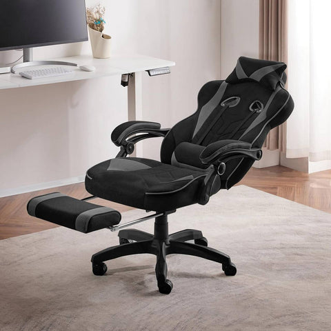 Rootz Gaming Chair - Office Chair - Ergonomic Chair - Breathable Elastic Fabric - Grey - Supports 150kg - Seat 55x51cm - Backrest Height 76.5cm