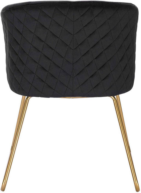 Rootz Set of 4 Velvet Kitchen Chairs - Dining Chairs - Upholstered Chairs - Ergonomic Design - Sturdy & Long-lasting - Noise-reducing - Black with Gold Metal Legs - 43cm x 41cm x 76.5cm