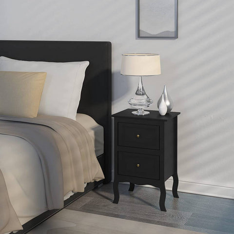 Rootz White Bedside Table - Nightstand, Storage Unit - Elegant Design, Multi-functional, Sturdy Build - Painted MDF, Metal Handle - 40cm x 60cm x 30cm