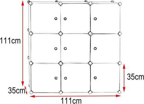 Rootz 9-Cube Shelf Storage Organizer - Shoe Rack - Modular Cabinet - Space Saving - 111cm x 111cm x 35cm