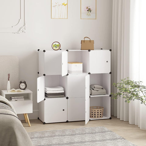 Rootz 9-Cube Shelf Storage Organizer - Shoe Rack - Modular Cabinet - Space Saving - 111cm x 111cm x 35cm