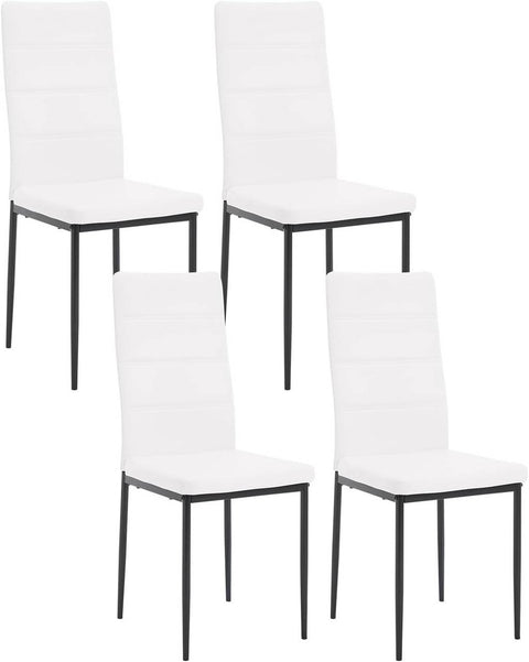 Rootz Dining Chairs Set of 4 - High Back Chairs - Metal Leg Chairs - Durable & Water-Resistant Faux Leather - Ergonomic & Comfortable Design - Non-Slip Foot Pads - 40cm x 98cm x 51cm