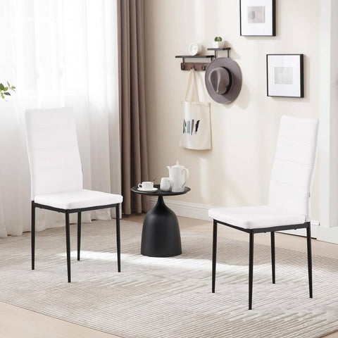 Rootz Dining Chairs Set of 4 - High Back Chairs - Metal Leg Chairs - Durable & Water-Resistant Faux Leather - Ergonomic & Comfortable Design - Non-Slip Foot Pads - 40cm x 98cm x 51cm