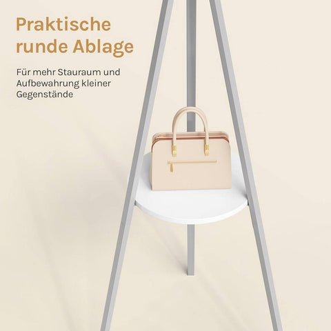 Rootz Freestanding Clothes Rack - Metal Cloakroom Stand - Hall Tree - Space-Saving Storage - 45.5x180x45.5cm with 9 Hooks & 1 Shelf Grey