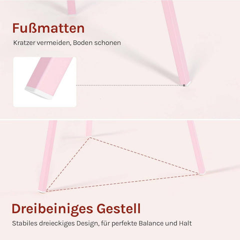 Rootz Pink Cloakroom Stand - Freestanding Clothes Rack - Metal Tree Form - 9 Hooks & Shelf - High Stability - 45.5x180x45.5 cm