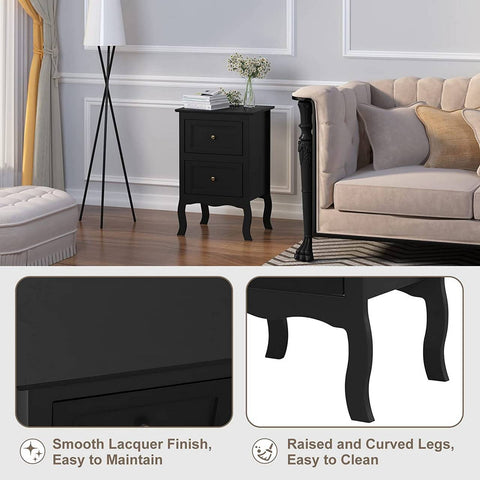 Rootz White Bedside Table - Nightstand - Storage Cabinet - Elegant Design - Ample Storage - Durable Construction - 40cm x 60cm x 30cm