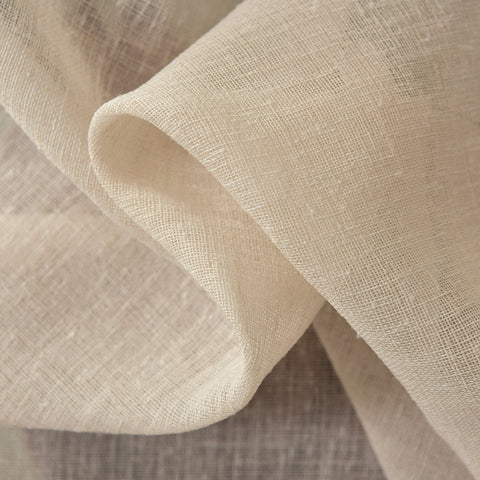 Rootz Curtain Loop Scarf - Brown Transparent Linen Look - Window Drapery - Sun Protection - 140cm x 225cm