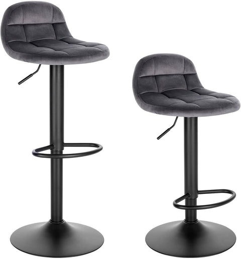 Rootz Velvet Bar Stool - Adjustable Counter Chair - Swivel Barstool - High-Density Foam Comfort - Sturdy Metal Frame - Flexible Height 62-83cm - 39cm x 30cm