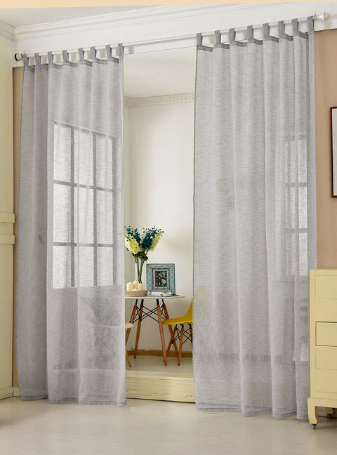 Rootz Linen Look Curtain Loop Scarf - Transparent - Grey - Durable & Breathable - 140cm x 245cm