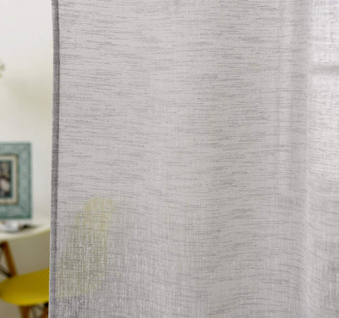 Rootz Curtain Loop Scarf - Transparent Linen Look - Window Decoration - Durable Polyester -Grey - 140x225 cm